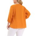 thumbnail image 3 of Agnes Orinda Women's Plus Size School College Work Round Neck Tie Neck Ruffled Office Chiffon Blouse 3X Orange, 3 of 8