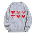 thumbnail image 2 of Qertyioot Chandail Cœur d'Amour Saint-Valentin, s Imprimé Mode Femme Manches Longues Col Rond Imprimé Blouse Ample Hauts, 2 of 3