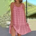 thumbnail image 2 of Kcodviy Dress for Women Floral Midi Dress for Women O Neck Ruffle Hem Button Front Dress Spaghetti Strap Sleeveless Short Comfy Dresses Dress Beach Dress, 2 of 5