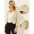 thumbnail image 2 of INSPIRE CHIC Women's Work Office Open Front Zipper Collarless Cropped Blazer Beige A L, 2 of 5