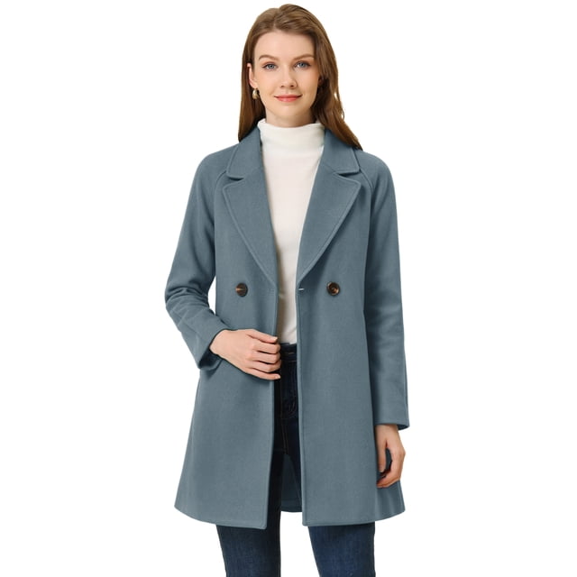 INSPIRE CHIC Manteau Mi-Long pour Femme à Double Boutonnage, Raglan, à Revers, à Manches Longues