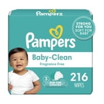 Pampers Essuie-bébés entièrement propres - Sans fragrance, 3 Boîtes à feuillets (216 Nombre total d'enfants