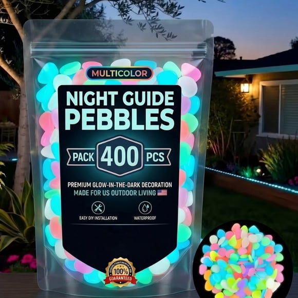 Glowing Garden Stones Stepping Rocks Luminous Pebbles Outdoor Landscaping Decor - Glow in The Dark Night Guide Stones Waterproof Decorative, JKODE