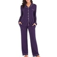 thumbnail image 4 of LSLJS Pyjama à Simple Boutonnage pour Femme Automne Hiver à Manches Longues Pantalon de Pyjama Ensemble de Tenue d'Intérieur, Peignoirs Cadeaux pour Femmes, 4 of 5