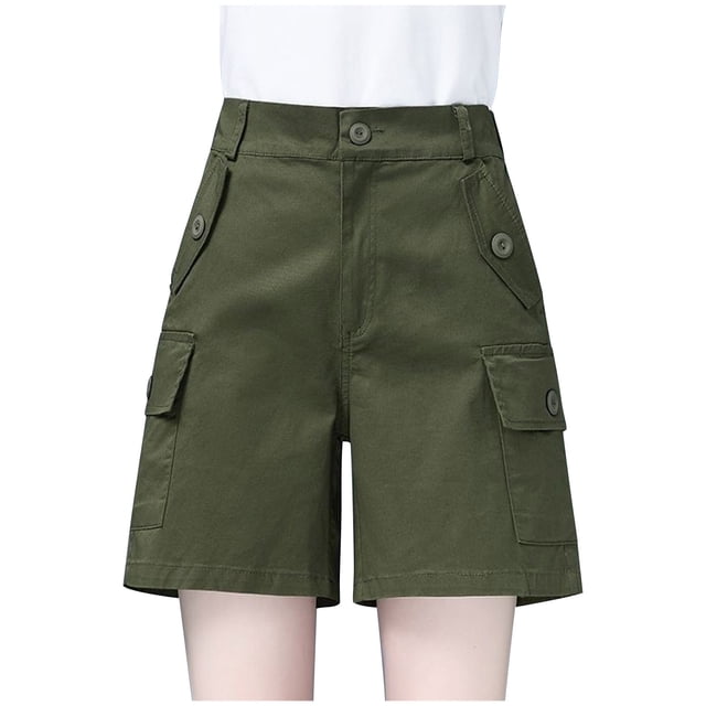 Timegard Shorts Cargo pour Femmes Grande Taille Taille Haute à Jambe Grand Shorts d'Été de Randonnée avec Multiples Poches