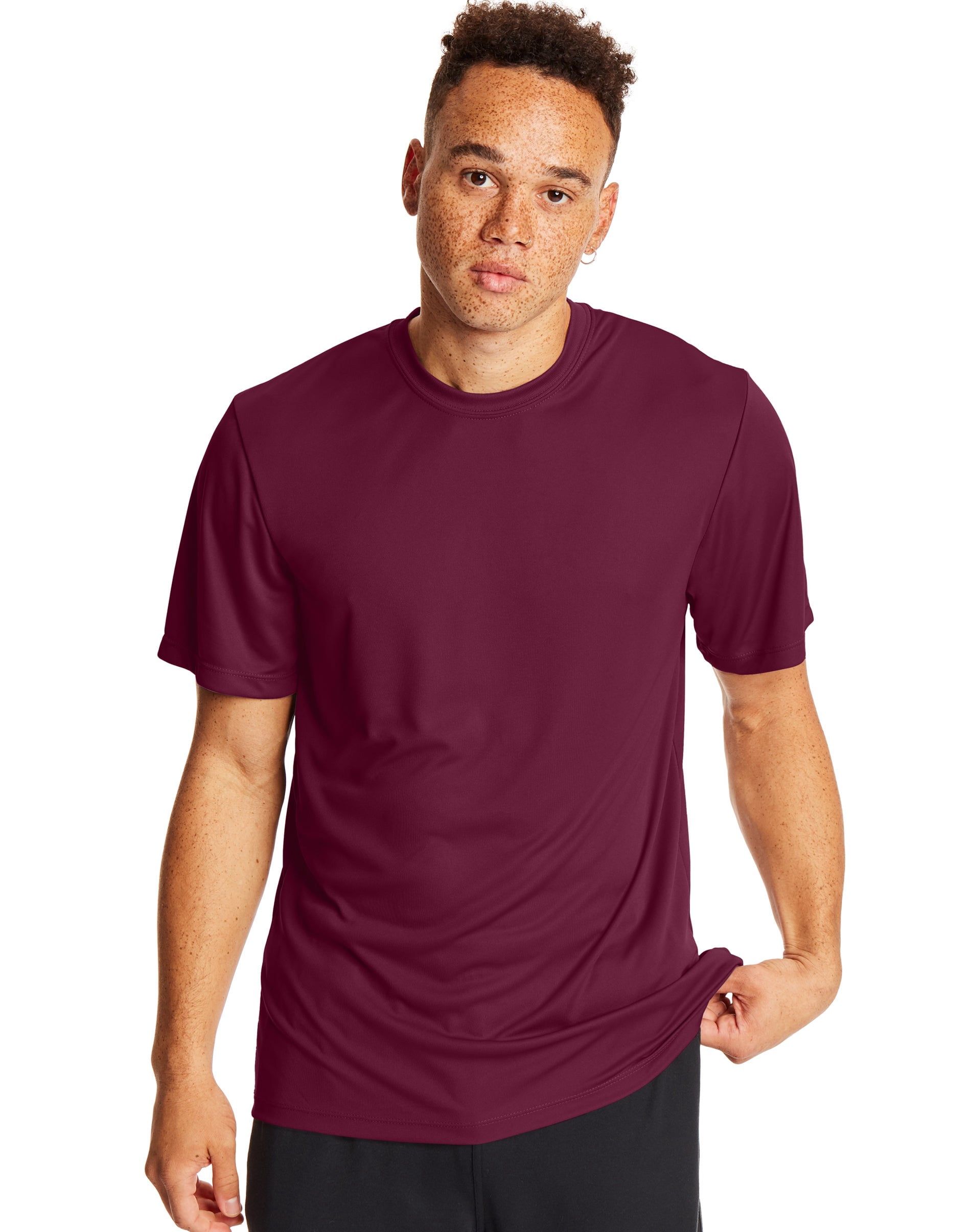Hanes T-Shirt de Performance Sport Cool DRI pour Hommes, Lot de 2, 2TG, Bordeaux