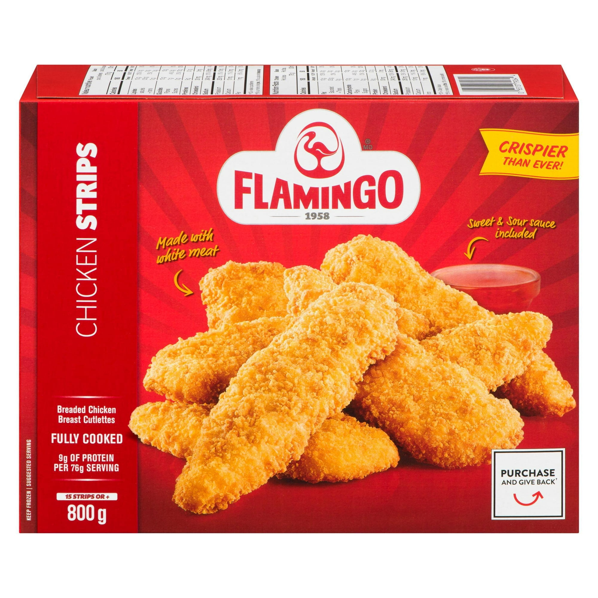 DISCONTINUED Breaded Chicken Strips, fully cooked with Sweet & Sour sauce, Flamingo, 800 g