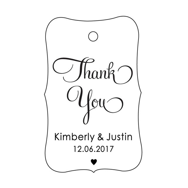 100 PCS Thank You Custom Made Hang Tags Personalized Wedding Favor Gift Paper Tags