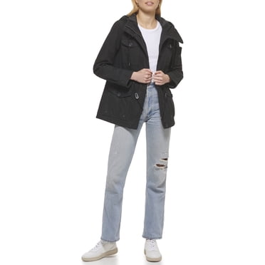Levi's Women's Cotton Four Pocket Hooded Field Jacket, black, S