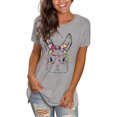 thumbnail image 2 of AMERTEER CieKen Femmes Mignon Visage Bunny Lunettes T-Shirt Imprimé Manches Courtes Col Rond Hauts T-Shirt pour Femmes, 2 of 6