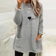 thumbnail image 1 of T-shirts pour Femmes Col Rond et Hiver Ample Imprimé Poche Chaud Manches Longues Blouse Hauts Chandail en Molleton Col Rond Femmes en Solde, 1 of 4