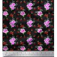 thumbnail image 1 of Soimoi Tissu en Velours à Pois, Feuilles & Roses Imprimé Floral 1 Yard 58 Pouces de Large, 1 of 3