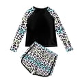 thumbnail image 5 of Luvoko Toddler 2 Piece Rash Guard Swimsuit for Girls, Long Sleeve Uv Protection Shirts Kids Padded Shorts Short Sleeve Rash Guard Girls Little Girl Bathing Suit Ruffle Butt Swimsuit(Black,2-3 Years), 5 of 5
