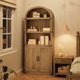 thumbnail image 4 of Bookcase Arched Bookshelf 71.65in Tall Bookcase Farmhouse Display Storage Rack Wooden Bookshelves for Home Office, Living Room, 4 of 9