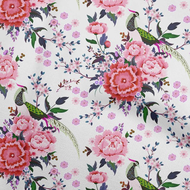 oneOone Velvet White Fabric Asian Chinese Sewing Craft Projects Fabric Prints By Yard 58 Inch Wide