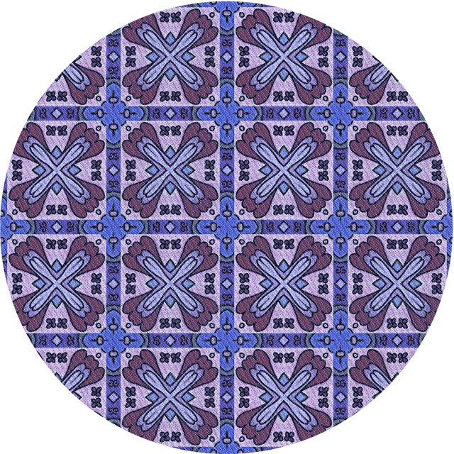 Ahgly Company Tapis d'Intérieur Ronds Transitionnels Bleus Lavables à la Machine, 8 Pieds Rond