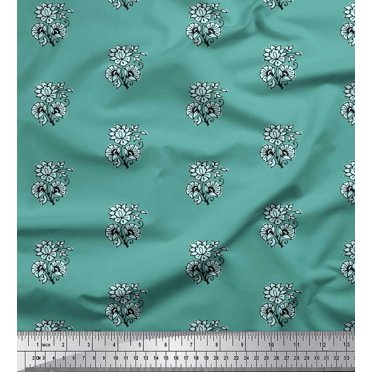 Soimoi Rayon Fabric Floral Block Print Fabric by The Yard 56 Inch Wide