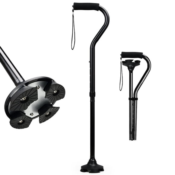 DEBGFS Walking Cane Adult Collapsible Cane for Walking Self Standing Adjustable Folding Cane with T Handle & Pivot Base Lightweight for Seniors-Black,C