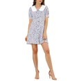 thumbnail image 2 of INSPIRE CHIC Robe-Chemise Courte à Manches Courtes pour Femmes, Coupe Évasée, Col Contrastant, 2 of 5