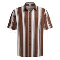 thumbnail image 2 of XDZJLR Men Shirts Casual Short Sleeve Button Down Striped Stylish Summer Beach Tee, 2 of 4