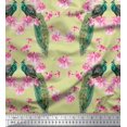thumbnail image 1 of Soimoi Cotton Poplin Fabric Floral & Peacock Bird Print Sewing Fabric Yard 42 Inch Wide, 1 of 3