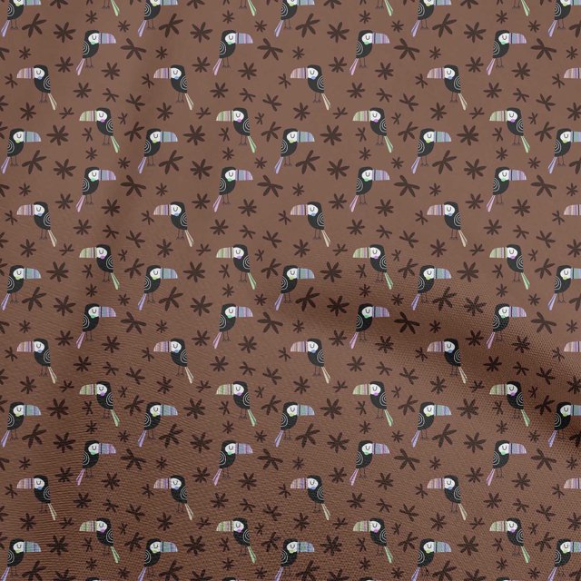 oneOone Rayon Brown Fabric Bird Sewing Craft Projects Fabric Prints By Yard 56 Inch Wide