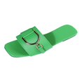 thumbnail image 1 of IUJSOY Womens Flat Sandals Summer Comfortable Square Open Toe Slip on Leather Slide Sandals, 1 of 7