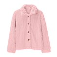 thumbnail image 4 of Breezora Women's Reversible Fleece Coat Winter Warm Stand Collar Button Down Twisted Design Jacket L Size Pink, 4 of 9
