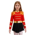 thumbnail image 2 of Choomomo Robe de Fanfare Majorette pour Filles Enfants à Franges à Manches Longues avec Découpe au Dos Justaucorps Uniforme de Batteur Rouge 8, 2 of 7