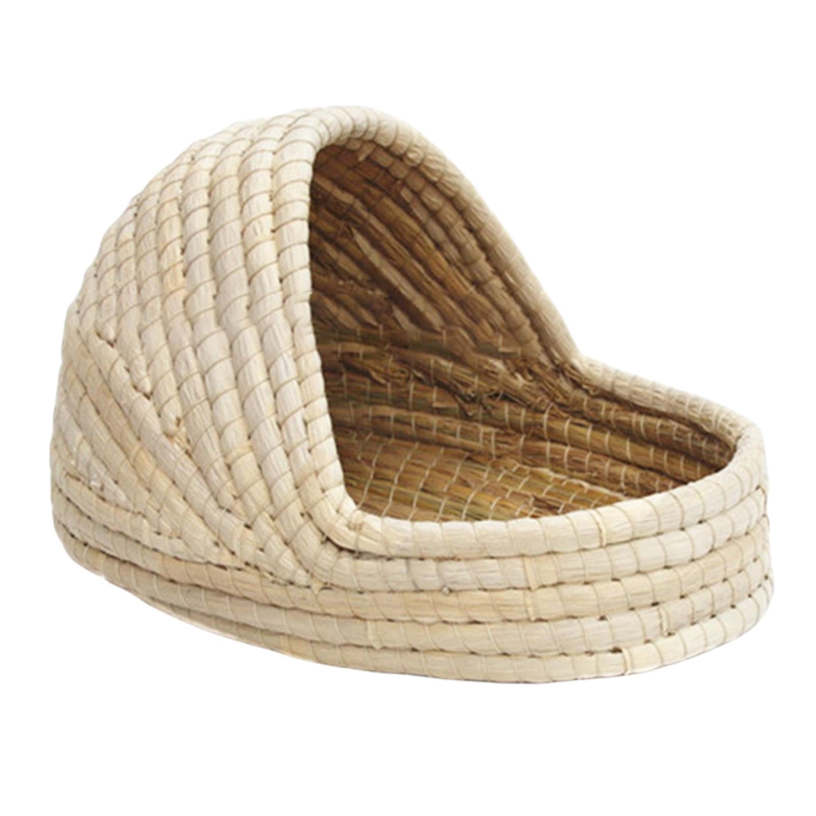 lionlar Hand-Woven Straw Hamster Nest Cave Kitten Rabbit Bed Cage L 34x23x18cm