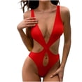 thumbnail image 2 of LSLJS Women's Sexy Solid Color Swimwear Slim Swimsuit Bikini Straped Swimsuits, 2 of 7