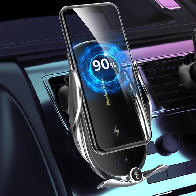 LSLJS Wireless Car Charger Mount for Car Vent 15W Fast Charging Auto- Clamping Car Hands Phone Holder Mount for Smartphone IOS & Android, Phone Holder