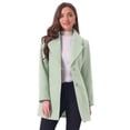 thumbnail image 1 of INSPIRE CHIC Women's Elegant Notched Lapel Button Single Breasted Winter Long Coat Green L, 1 of 8