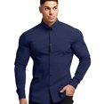 thumbnail image 2 of Chemises Habillées pour Hommes Coupe Ajustée à Manches Longues Unies à Boutons - Matériau Polyester Spandex, Extensible 4 Directions, Résistant aux Plis, 2 of 4