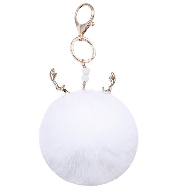 Bangcool Christmas Key Chain Creative Elk Pompom Key Ring Pendant Purse Charm Bag Charm