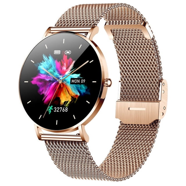 Montre d'Appel Intelligente Bluetooth Ultrafine pour Femmes T8, Écran AMOLED 1,3 Po, Bague de Montre
