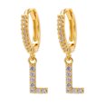 thumbnail image 1 of LSLJS Dainty Gold Plated Initial Hoop Earrings Letter Alphabet Dangle Earrings Fashion Sparkly Rhinestone Letter Initial Pendant Drop Earrings for Women Valent, 1 of 1