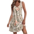 thumbnail image 1 of Pisexur Robes d'Été pour Femmes 2024 Plage Décontractées Sans Manches Robe Midi Imprimé Floral Débardeur Ample Robe Soleil avec Poche P-2TG, 1 of 6
