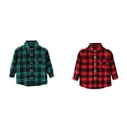 thumbnail image 1 of Lot de 2 (Rouge 1 Pcs et Vert 1 Pcs) Multipack Chemises d'Automne à Manches Longues Veste en Flanelle à Carreaux à Manches Longues Col à Revers Chemise-Veste Boutonnée Chemise Haut Manteau Vêtement d'Extérieur, 1 of 4