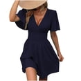 thumbnail image 2 of Ovzne Robes Grande Taille pour Femmes aux Formes Robe Femme Nouvelle Robe à Col en V Profond Uni à Manches Feuille à Manches Courtes à Capuche Robe Maxi Grande Taille à Manches Courtes Liquidation, 2 of 6