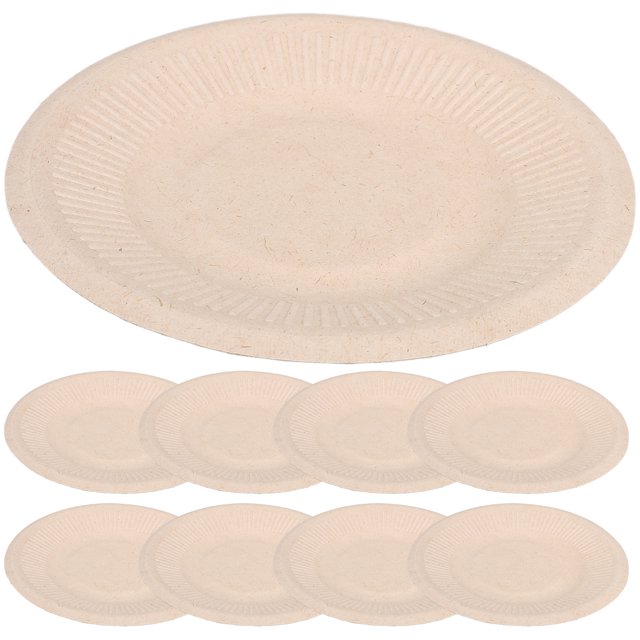 50Pcs Beige Pulp Food Plate For Takeout And Picnic Plates Paper Cake Plates
