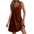 thumbnail image 1 of Besolor Robe d'Été pour Femmes à Col en V Sans Manches, Robe Décontractée Trapèze de Plage Courte avec Poches, 1 of 5