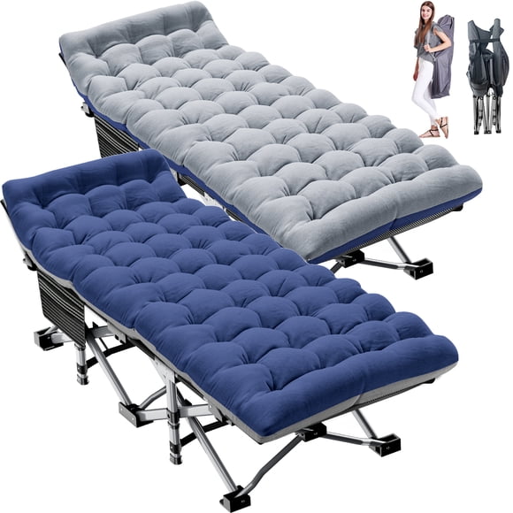 ABORON 2 Pack Folding Camping Cot for Adults & Kids, 28" Extra Wide Portable Sleeping Cot Bed with 2 Sided Mattress & Carry Bag, 880LBS(Max Load)
