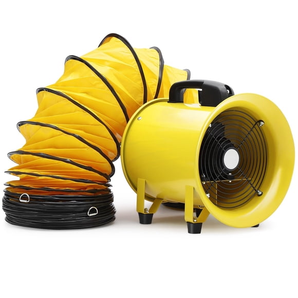Ventilateur de Ventilation Industriel Antidéflagrant pour Salle de Bain – Souffleur Axial de 10 Pouces, 3300 Tr/min, 7 Pales, Étanchéité IP44, Évent Utilitaire Portable Robuste avec Tuyau de Conduite Flexible de 33 Pi/10 m – Idéal pour Baseme