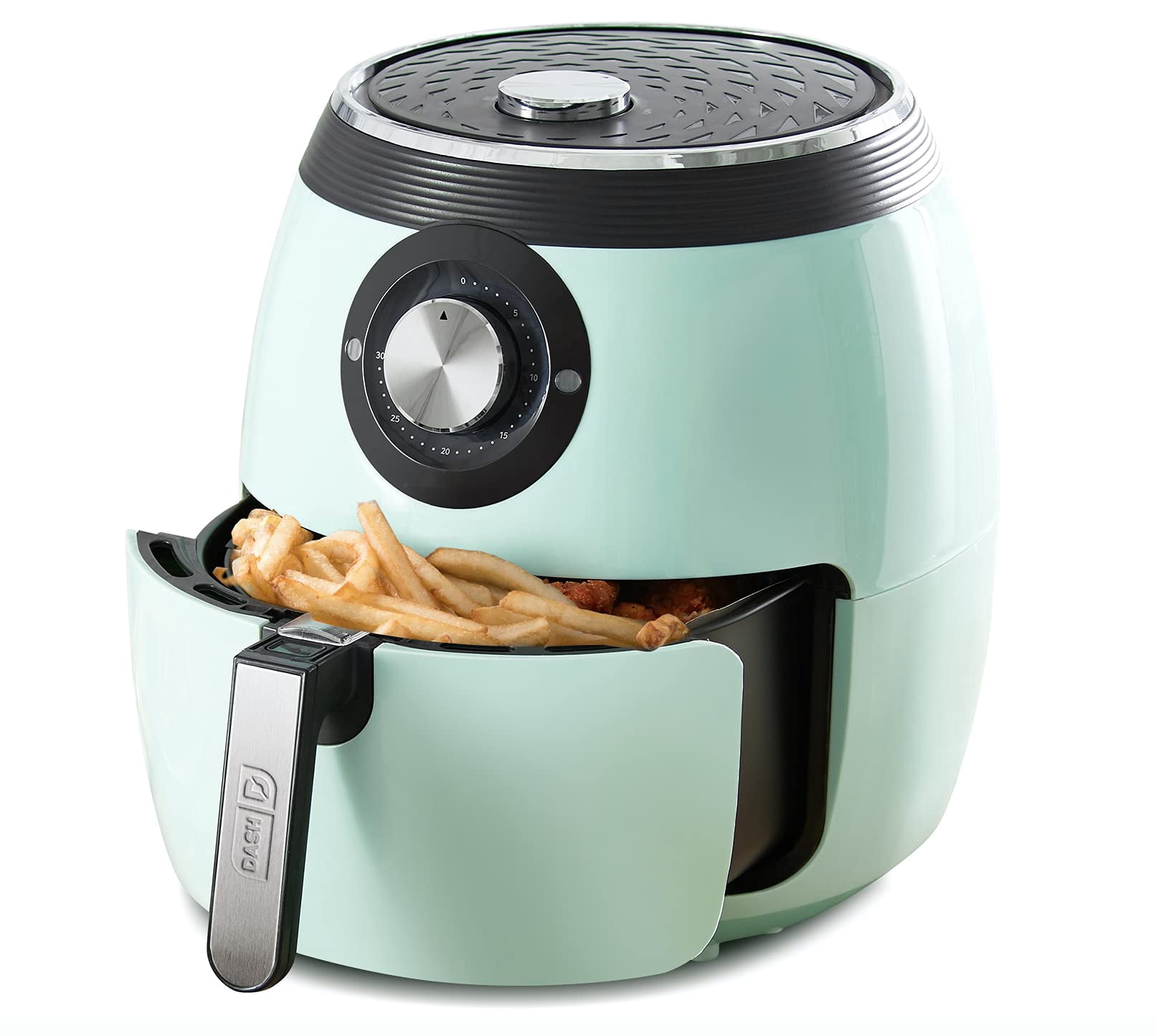 Dash DFAF455GBAQ01 Deluxe Electric Air Fryer + Oven Cooker with Temperature Control Non Stick Fry Basket Recipe Guide + Auto Shut Off Feature 6 qt Aqua