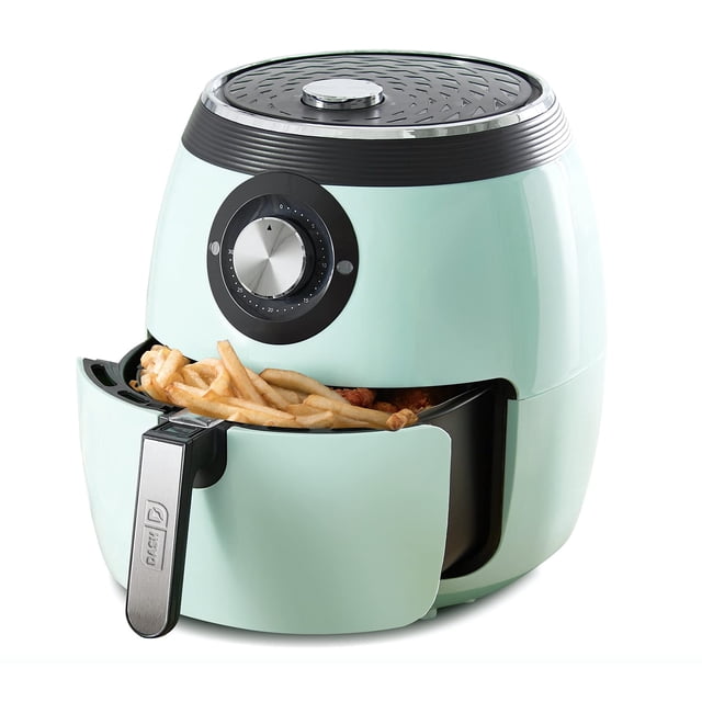 Dash DFAF455GBAQ01 Deluxe électrique Air Apéritif + Cuisinière avec régulateur de température Non Stick Fry espadrilles Guide de recettes + Fonction d'arrêt automatique 6 qt Aqua