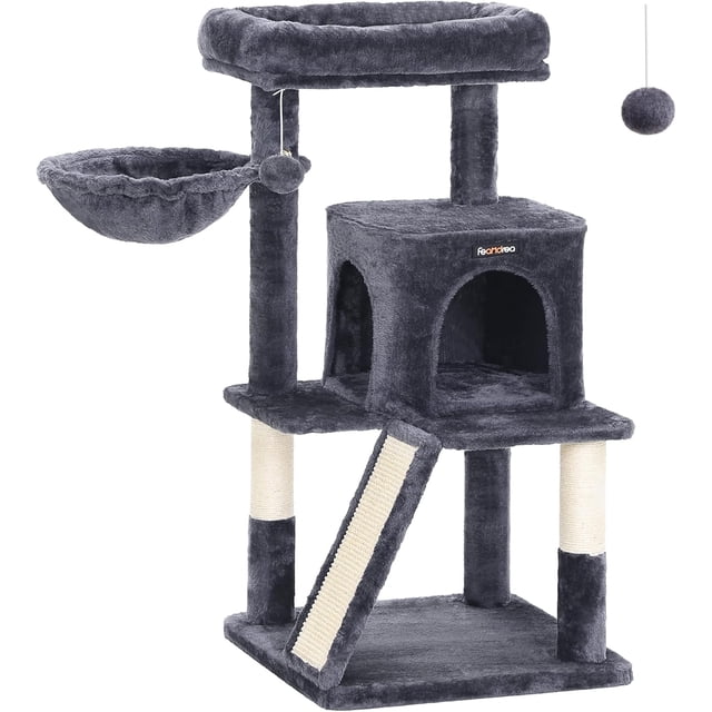 Cat Tree Small Cat Tower with Widened Perch for Large Cats Indoor Kittens cm MultiLevel Cat Condo Scratching Posts and Ramp Door Cat Cave Cat Basket Light UPCTW