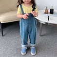 thumbnail image 2 of Toddler Girls 3-14Years Jumpsuit & Rompers Big Kid Bib Overalls Denim Pants Navy, 2 of 4