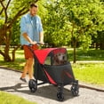 thumbnail image 2 of PawHut One-Click Foldable Pet Stroller With Shock Absorber, Red, 2 of 10