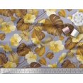 thumbnail image 3 of Soimoi Silk Fabric Floral & Leaves Tropical Decor Fabric Printed Yard 42 Inch Wide, 3 of 3